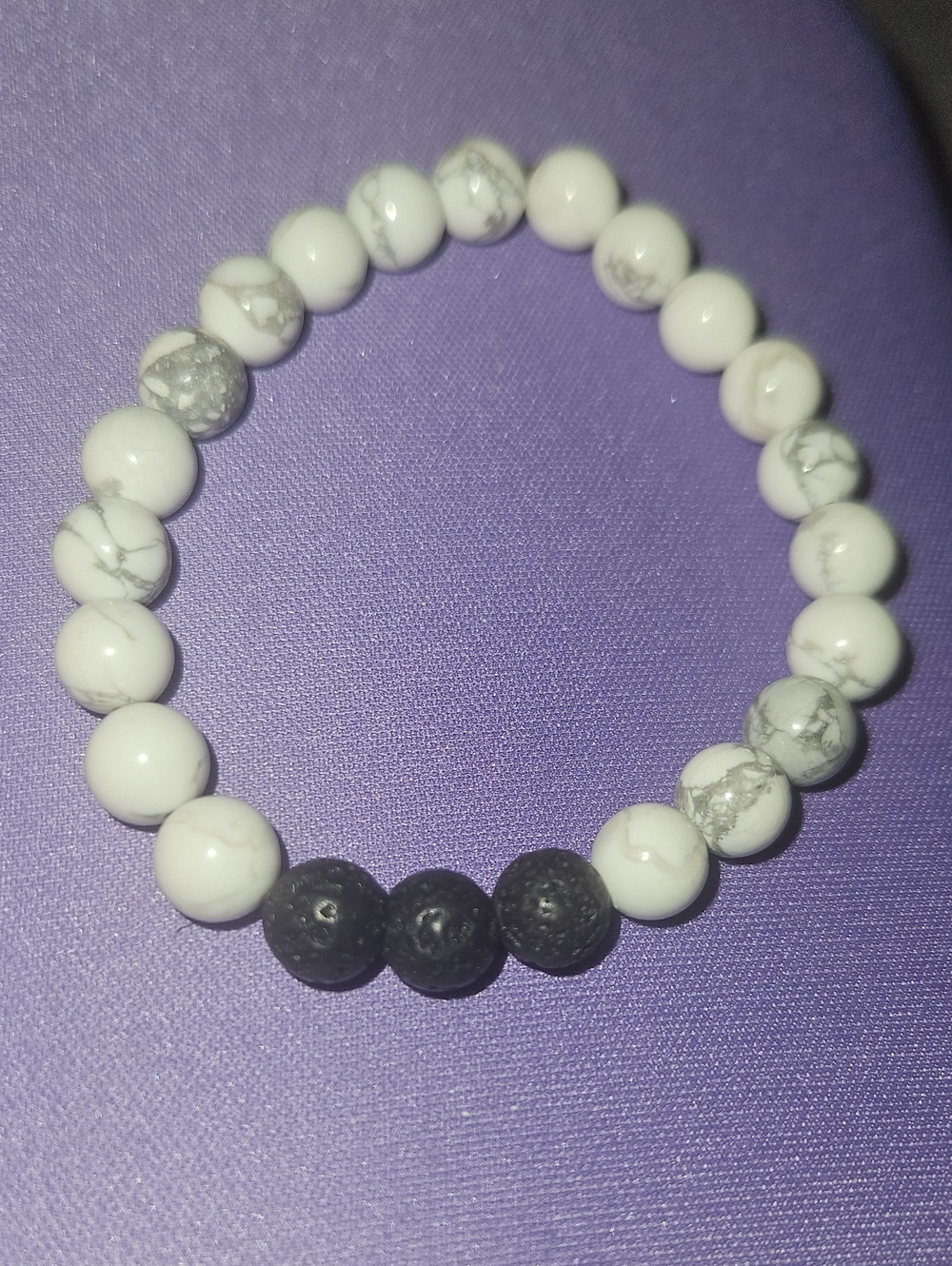 Howlite And Lava Stone Bracelet
